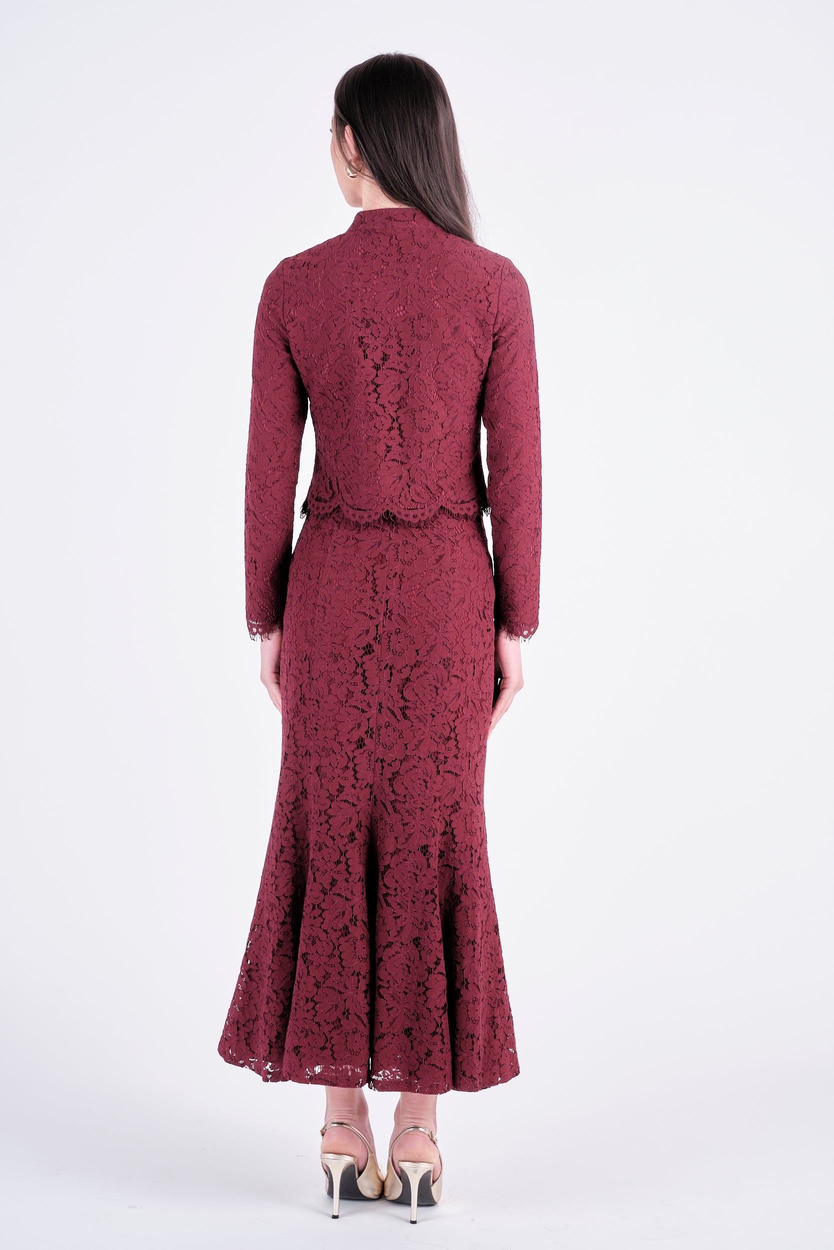 Lace Maxi Skirt Dark Red