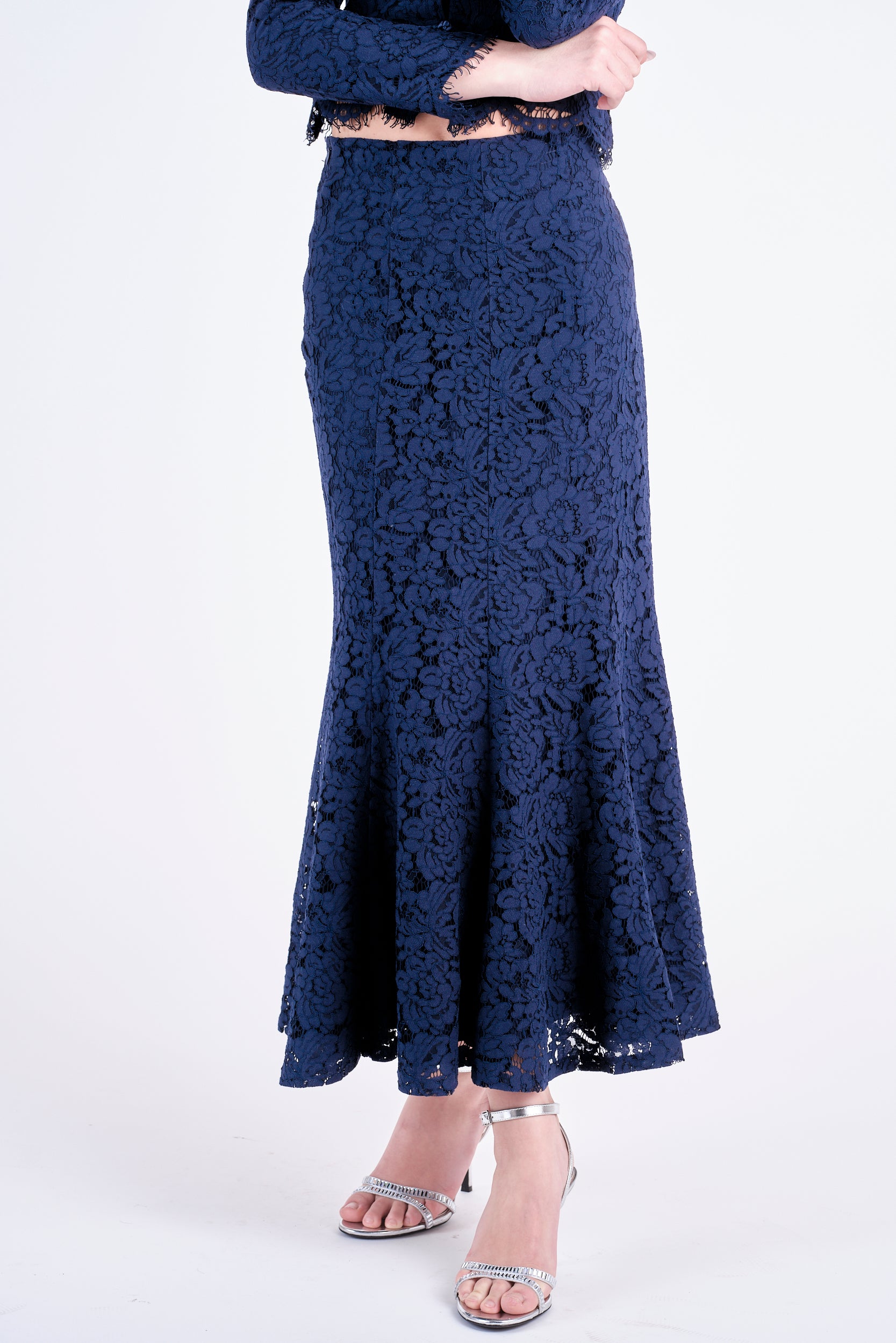 Lace Maxi Skirt Navy