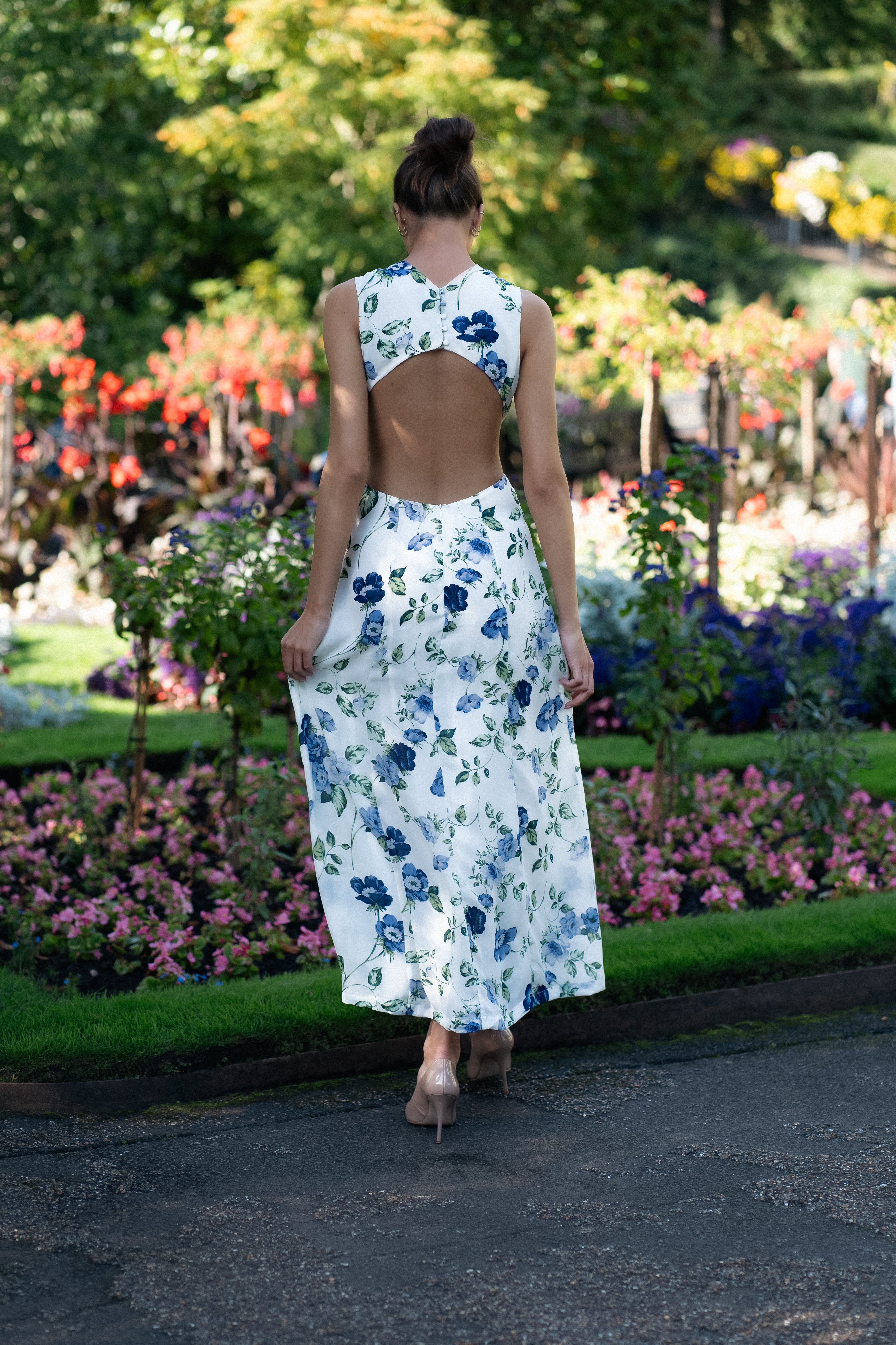 Backless Floral Maxi Dress